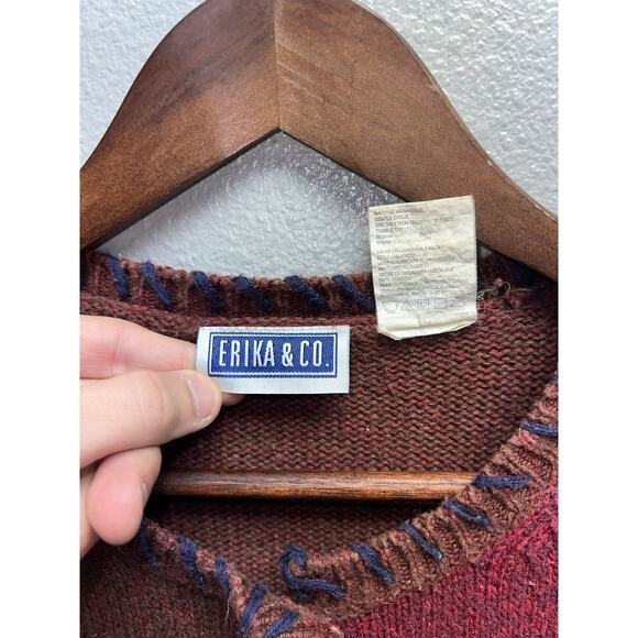 Vintage Erika & Co Sweater Fall Floral Toggle Button Earth Fairy Women Medium - Picture 8 of 12